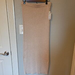 Olive & Oak Ribbed Knit Long Maxi Skirt, Oatmeal Color, Women's M, NWT